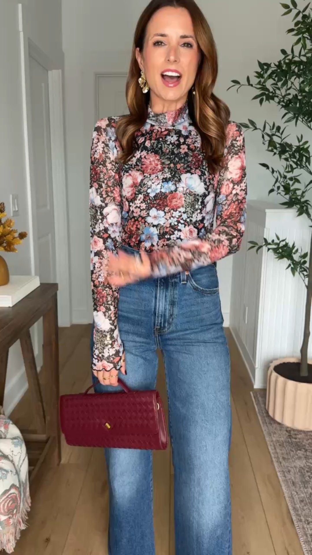 Amazon Fall date night outfits. Amazon Concert outfits. Party outfits. Wearing XS in floral mesh top and 24 in wide leg jeans. 


#LTKParties #LTKShoeCrush #LTKSeasonal