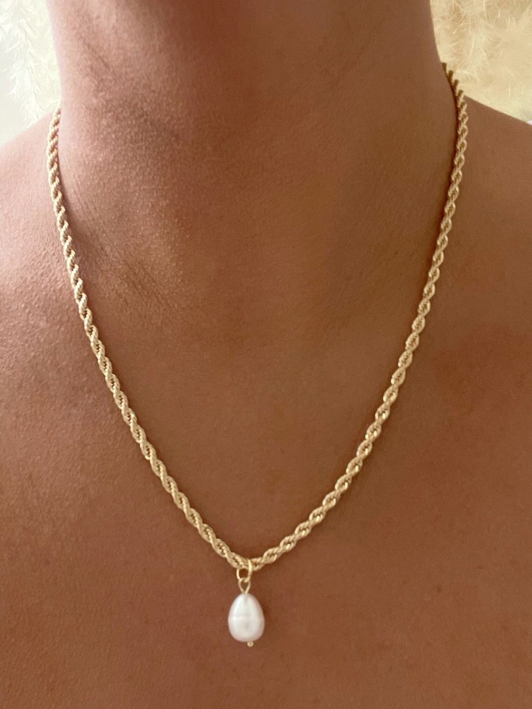 Pearl Necklace Gold Pearl Necklace 18K Gold Filled Pearl - Etsy | Etsy (US)
