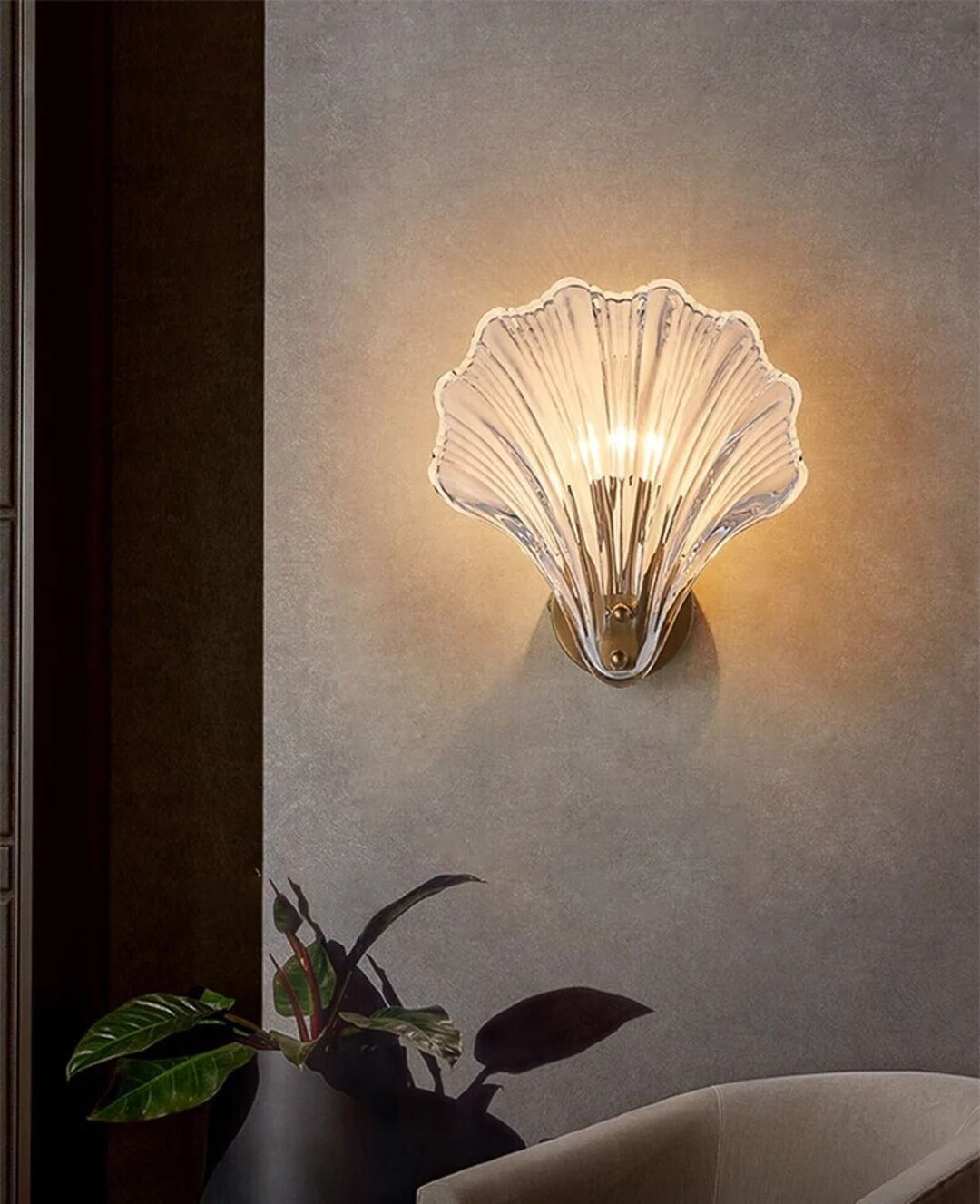 Modern Seashell Glass Wall Lamp  Minimalist Shell Sconce  - Etsy | Etsy (US)