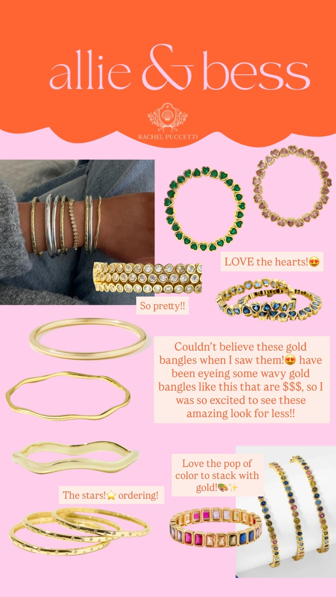 Allie and Bess jewelry, gold bracelets, gold bangle, arm stack, bangles, statement bracelet 

Code RACHEL20 for 20% off sitewide on Allie and Bess!😍 

I love my Allie and Bess jewelry!! So many cute pieces, and so many fun ways to layer and stack!✨ 

#LTKFindsUnder100 #LTKSaleAlert #LTKFindsUnder50