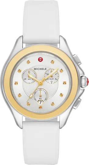 Women's Cape Yellow Topaz Two-Tone White Silicone Strap Watch, 40mm | Nordstrom Rack