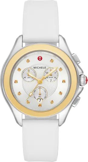 Women's Cape Yellow Topaz Two-Tone White Silicone Strap Watch, 40mm | Nordstrom Rack