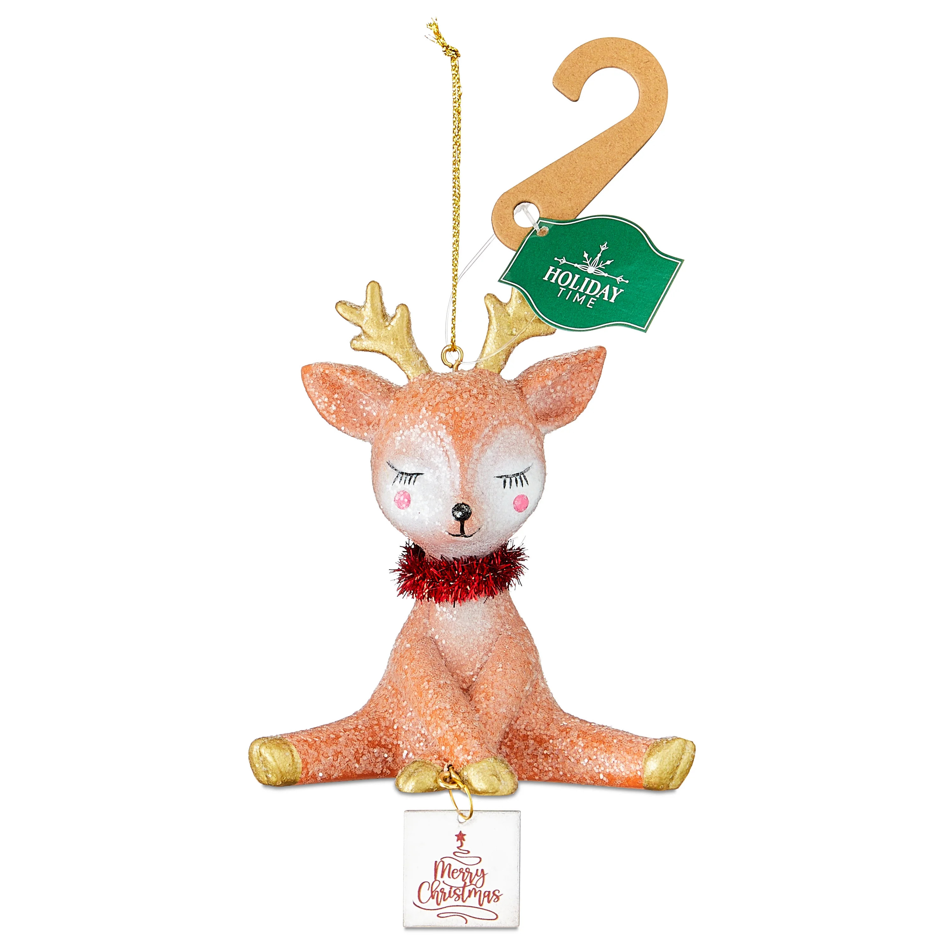 Brown Glitter Reindeer Christmas Ornament, Joyel Theme, 4.3", by Holiday Time | Walmart (US)