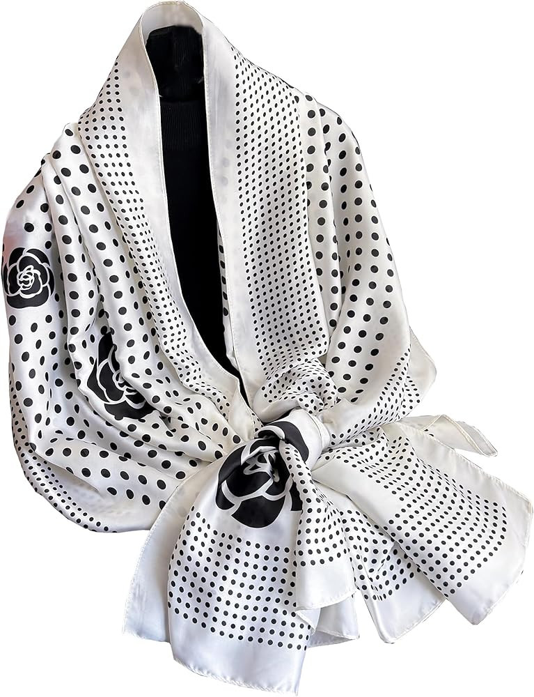 FairyCity Womens large Luxury Silk Scarf Satin Summer Scarf Lightweight Fashion Shawl Wrap | Amazon (US)