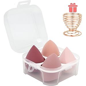 4 Pcs Makeup Sponges Blender Set - Makeup Sponges For Foundation Blender with Egg Case and 1 Holder, | Amazon (US)