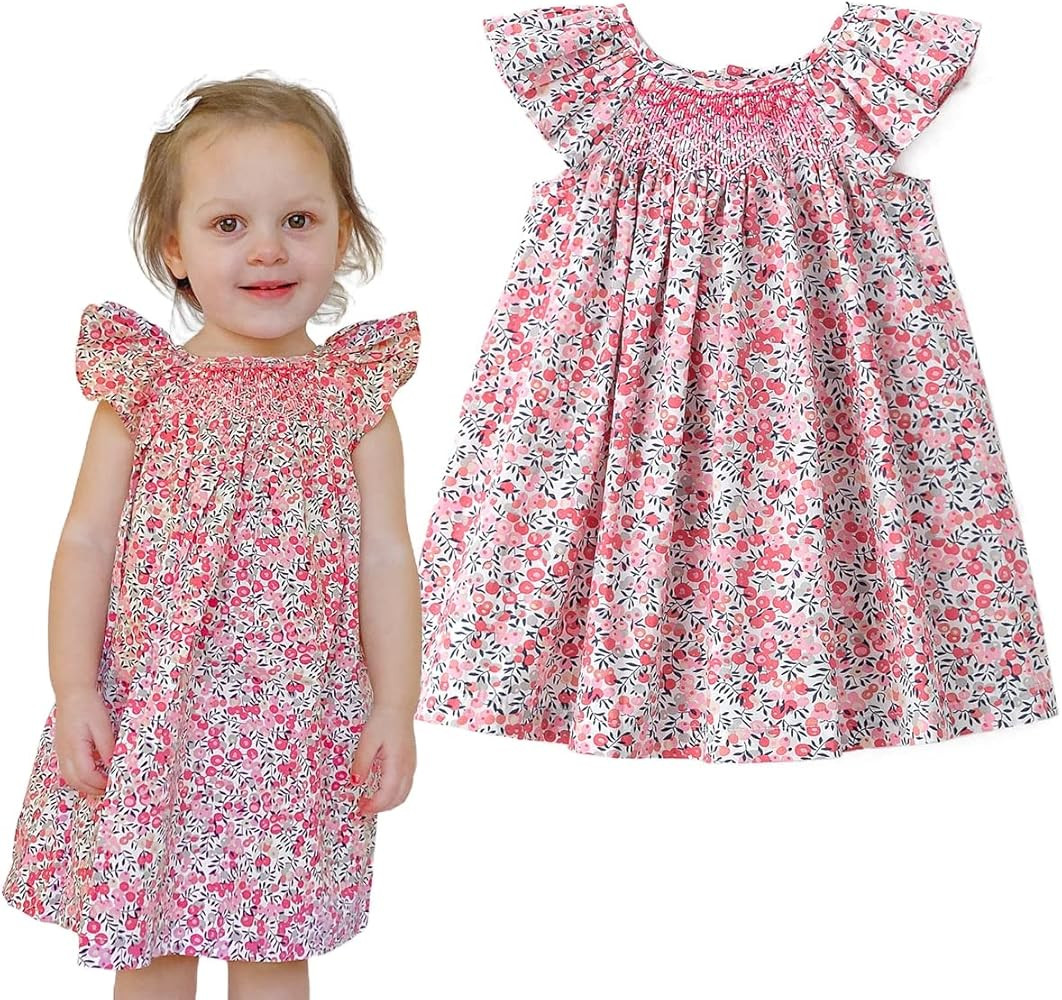 Simplee kids Baby Girls Casual Dresses Toddler Floral Dress Print Sundress Princess Dress | Amazon (US)