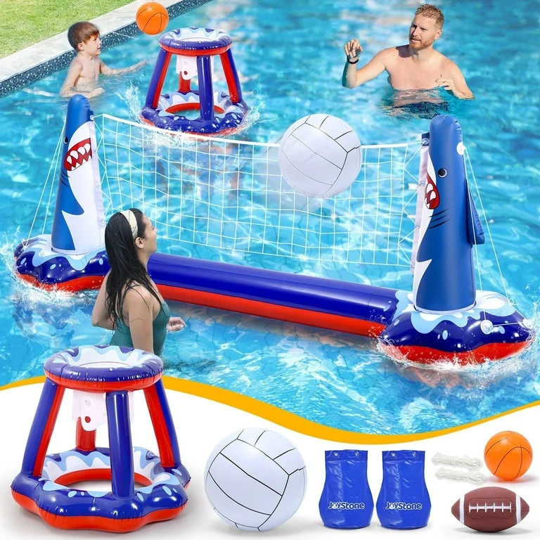 JoyStone Inflatable Pool Toys, 2-in-1 Swimming Pool Basketball & Volleyball Sets, Floating Basket... | Walmart (US)