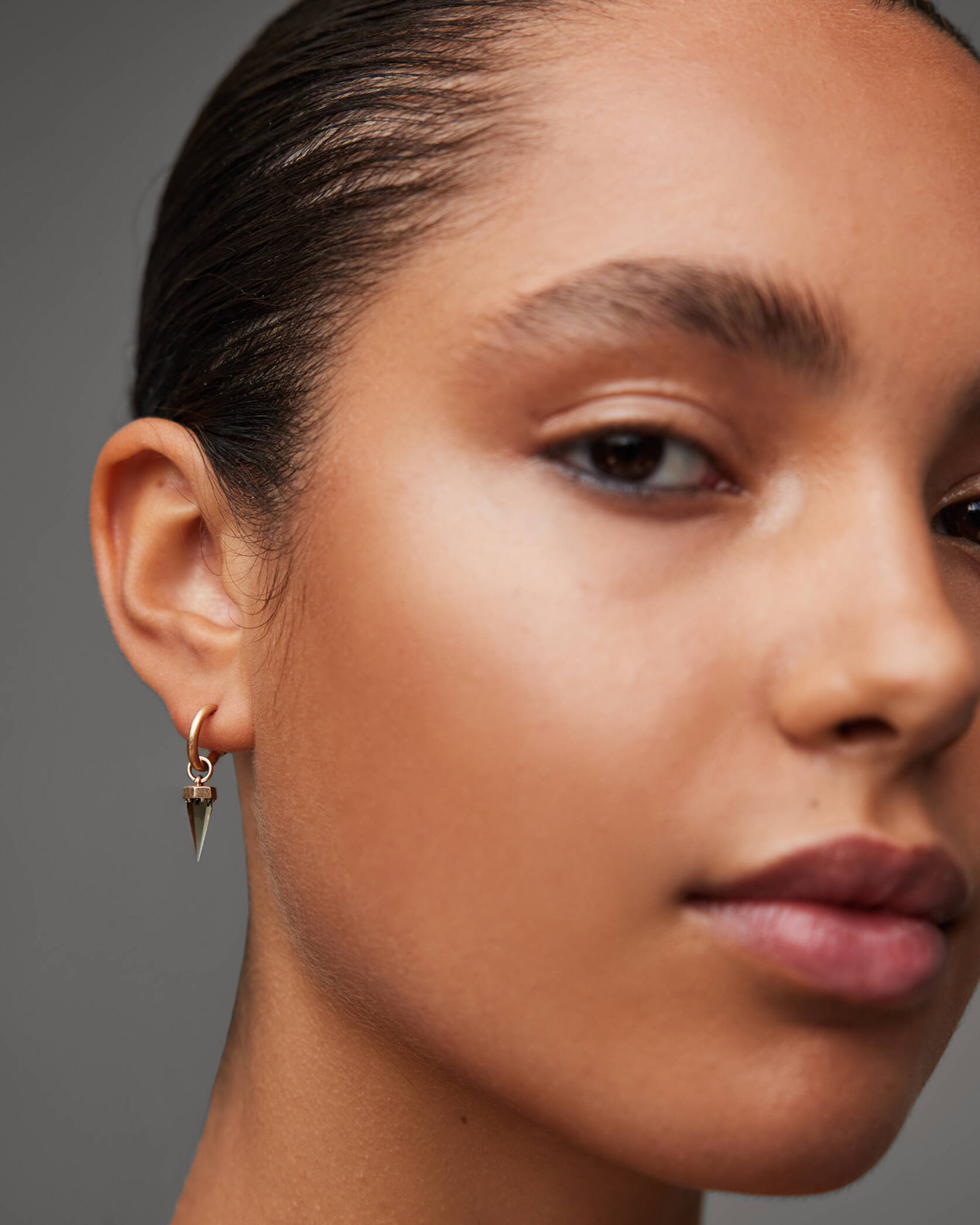 Laio Gold-Tone Spike Hoop Earrings WARM BRASS/BLACK | ALLSAINTS US | AllSaints US