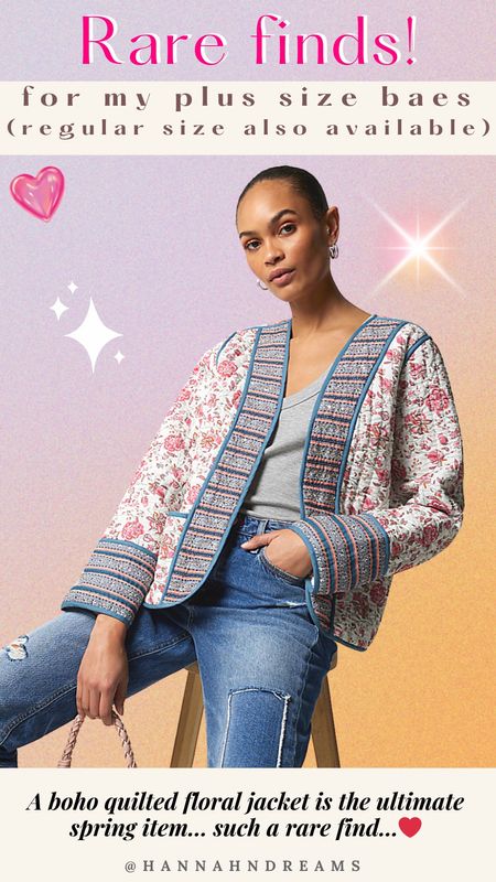 2024 Spring Fashion trend: Quilted jacket with feminine prints 💕

I scroll through tons of shopping site everyday but this quilted jacket really stand out!

Feminine, romantic with a dash of romantic boho vibes but not too much - it’s the ultimate fashion item this year ❤️

This jacket is here to elevate ANY looks but a simple LBD to a casual white top ❤️

Both plus size and regular size available - check this out ✨

#LTKstyletip #LTKSpringSale #LTKSeasonal