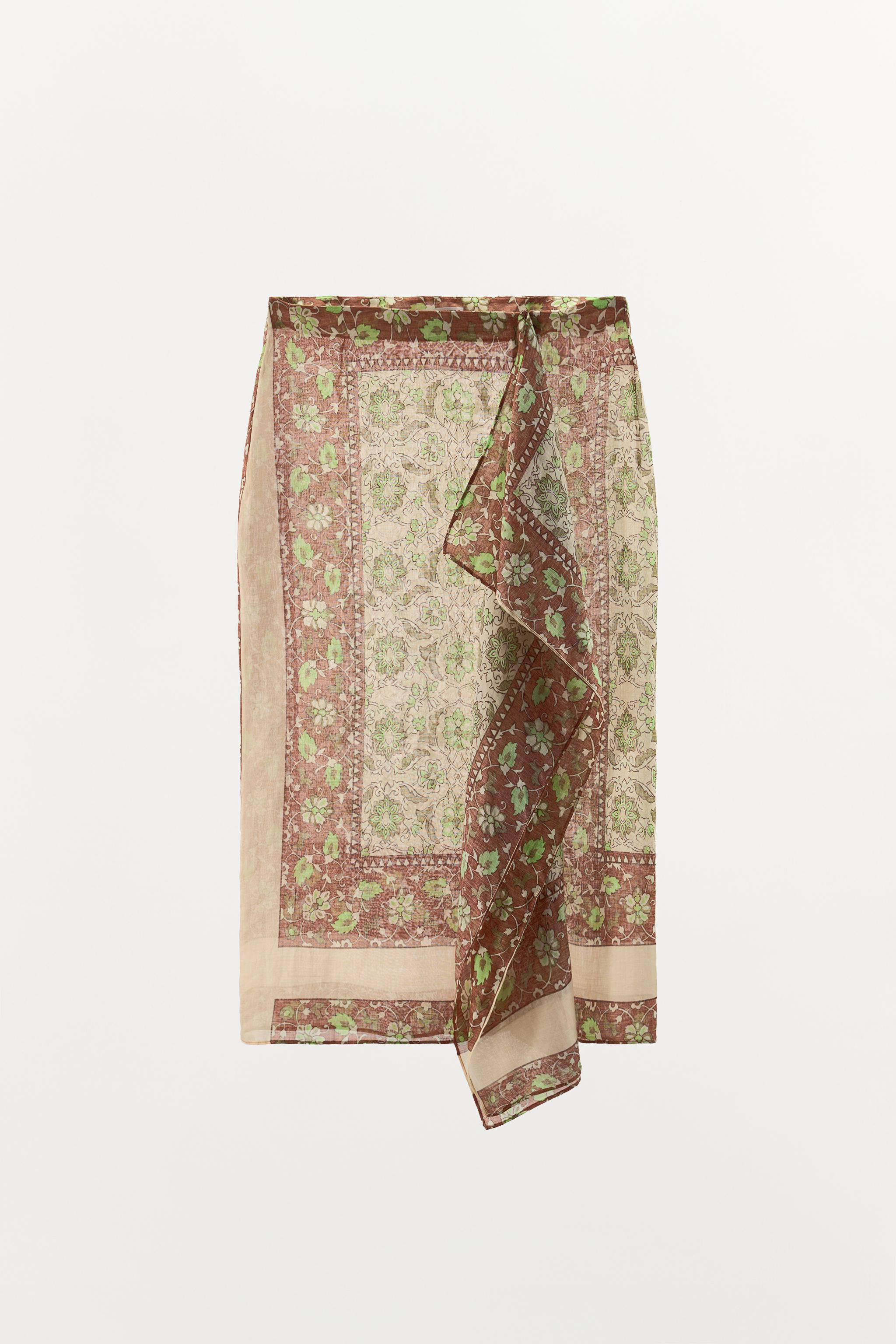 PRINTED RAMIE SARONG SKIRT | Zara Canada