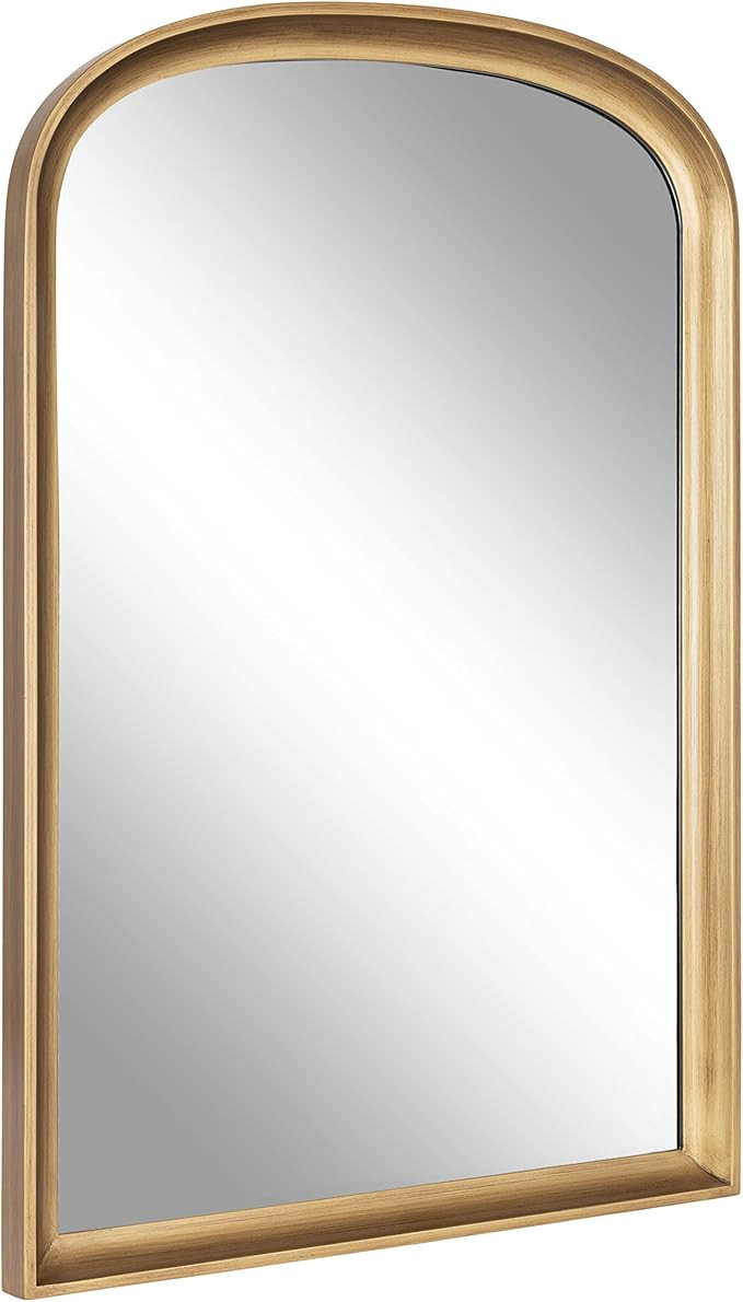 Kate and Laurel Hatherleigh Modern Arched Wooden Wall Mirror, 24 x 36, Gold, Decorative Wood Bask... | Amazon (US)