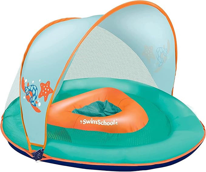 SwimSchool Infant Baby Pool Float with Splash and Play Activity Toys, Adjustable Sun Canopy, Safe... | Amazon (US)