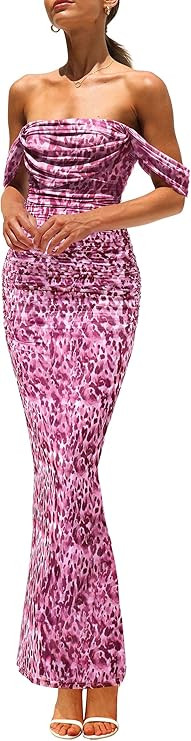 PRETTYGARDEN Cocktail Dresses for Women 2026 Summer Floral Off Shoulder Ruched Mesh Elegant Weddi... | Amazon (US)