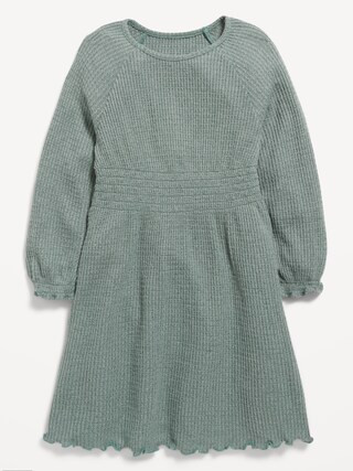 Waffle-Knit Ruffle-Trim Dress for Toddler Girls | Old Navy (US)