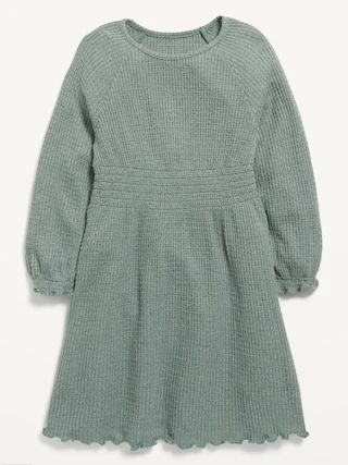 Waffle-Knit Ruffle-Trim Dress for Toddler Girls | Old Navy (US)