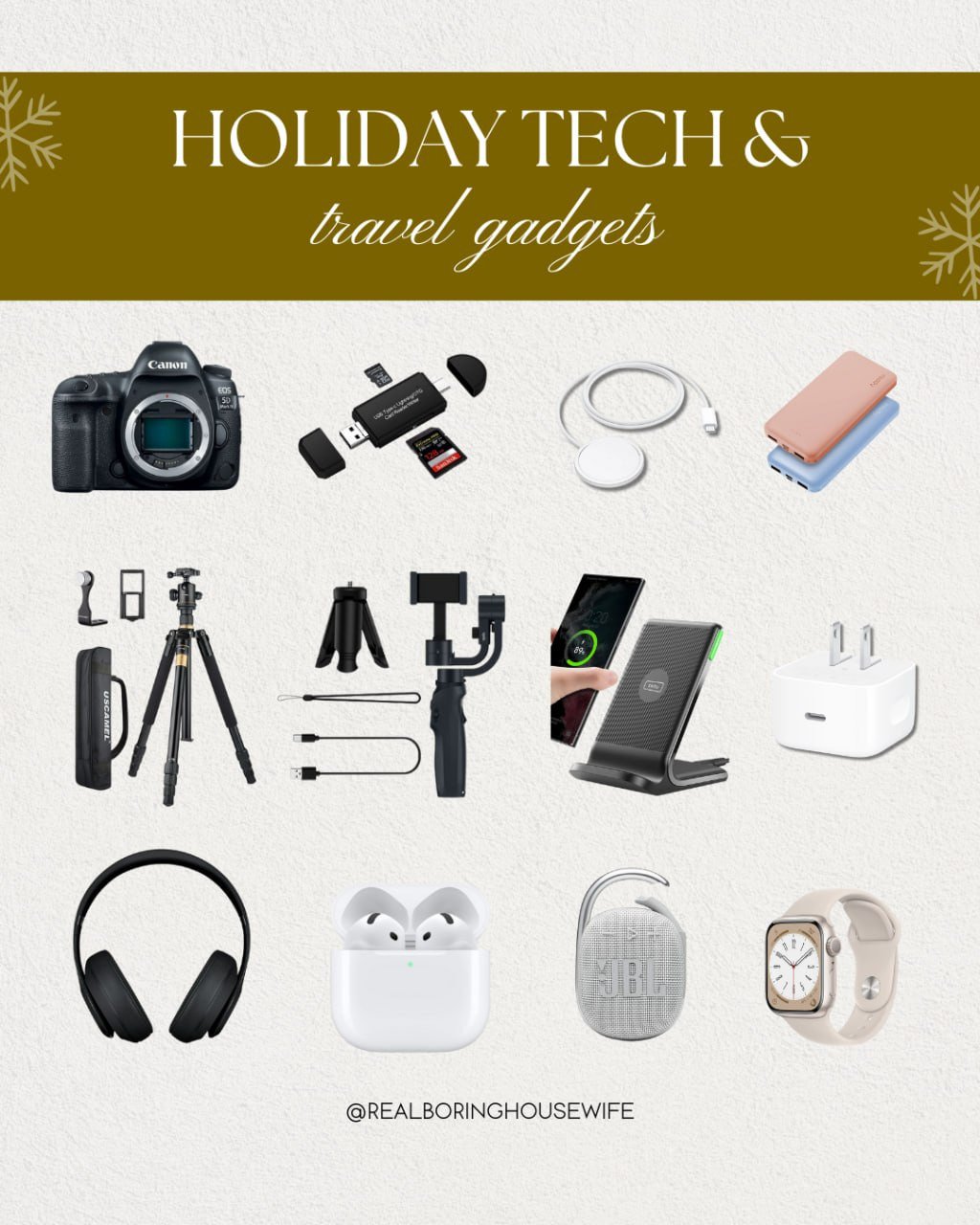 Holiday Tech & Travel Gadgets

// Tech, Gadgets, Travel Gadgets, Accessories, Camera, Digital Camera, Charger, Charger Plates, Power Bank, Tripod, Iphone Tripod, Adapter, Headphones, Wireless Headphones, Airpods, Speaker, Bluetooth Speaker, Smart Watch 

 #LTKSeasonal #LTKHome #LTKFindsUnder100