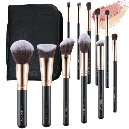 MOGILAN Makeup Brush Set Professional Premium Synthetic Bristles for Foundation Eyeshadow Concealer Contour Brushes Blending & Buffing Liquid Cream Powder 11 PCS Travel Makeup Brush Set with Case | Amazon (US)