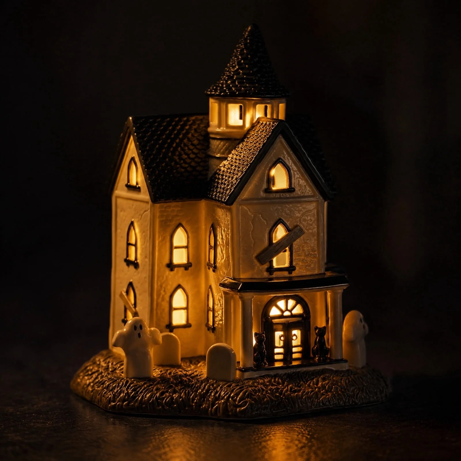 Light Up Halloween Manor, Porcelain Village House, Vintage Tabletop Decor with Pumpkins Ghosts, B... | Walmart (US)