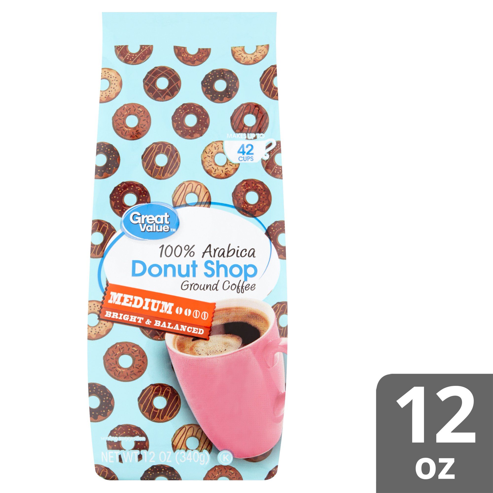 Great Value Donut Shop 100% Arabica Medium Ground Coffee, 12 oz | Walmart (US)