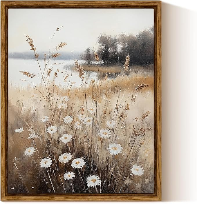 InSimSea Framed Canvas Wall Art for Living Room Fall Landscape Wall Decor Meadow with Flowers Vin... | Amazon (US)