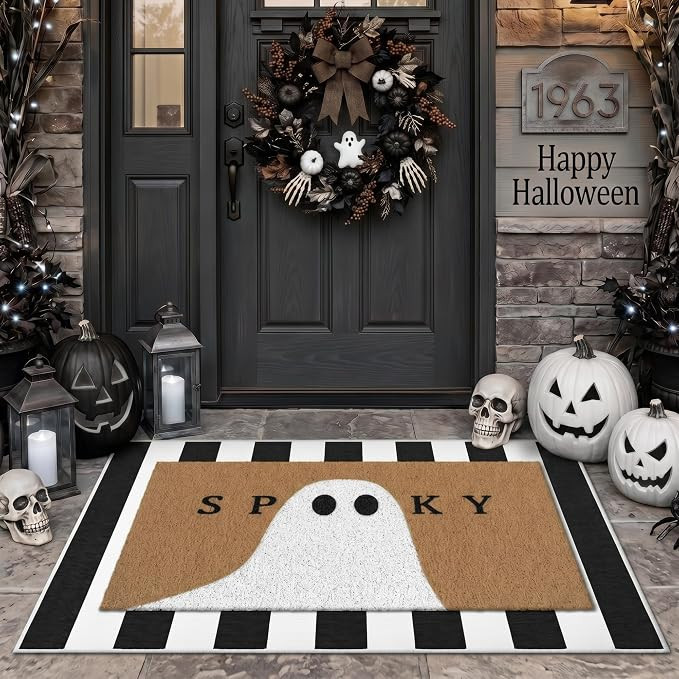 Tinideya 2 Pcs Halloween Door Mat Outdoor Layered Spooky Ghost Welcome Mat | Amazon (US)