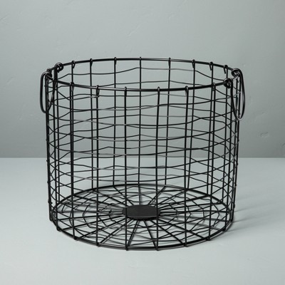 Large Round Wire Storage Basket with Handles Black - Hearth & Hand™ with Magnolia: Iron, Farmhouse Decor Style, Organizational | Target
