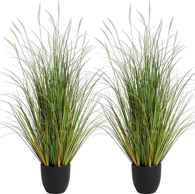 KOL 3ft 2-Pack Artificial Cattail Reed Grass, 35in Artificial Indoor Outdoor Fake Onion Grass Pla... | Amazon (US)