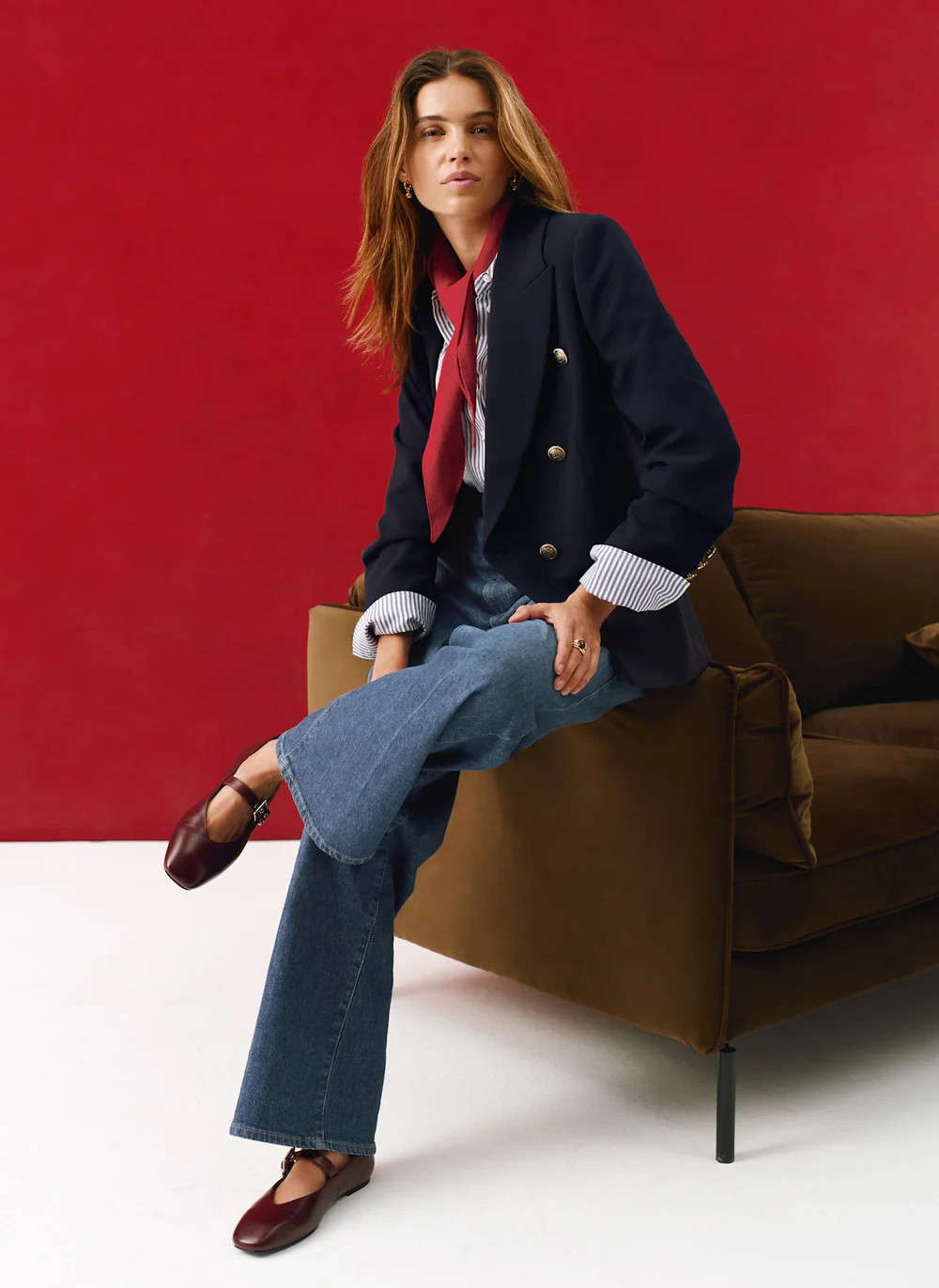 Navy Double Breasted Blazer | Mint Velvet