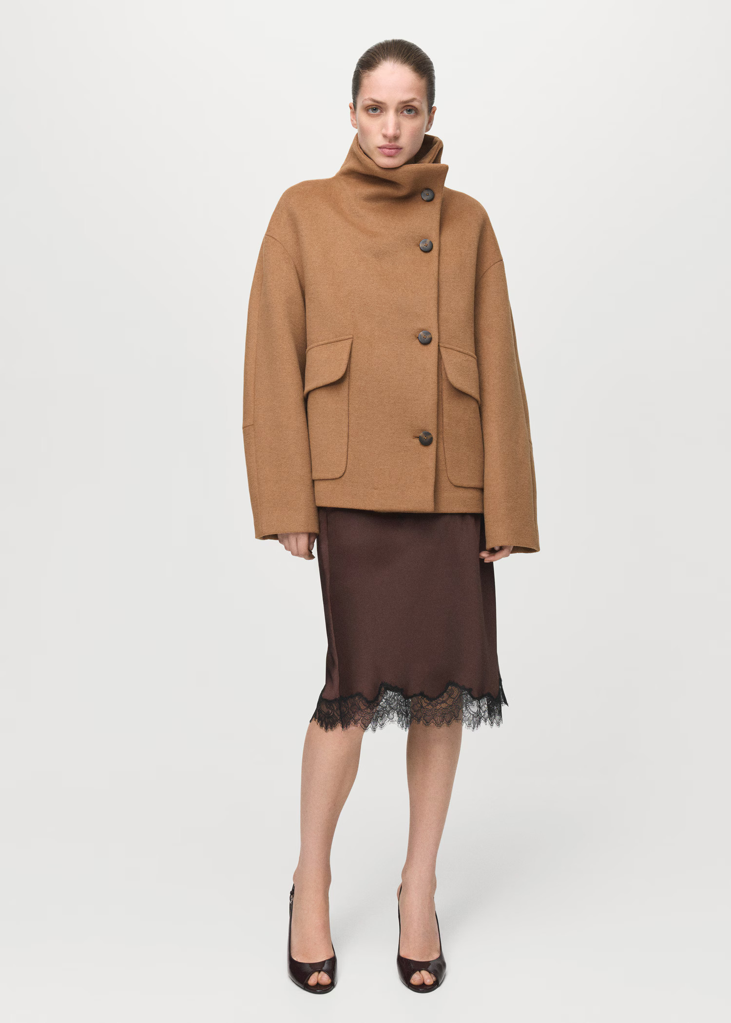 Wool-blend funnel-neck coat | Mango (US/MX/AU)