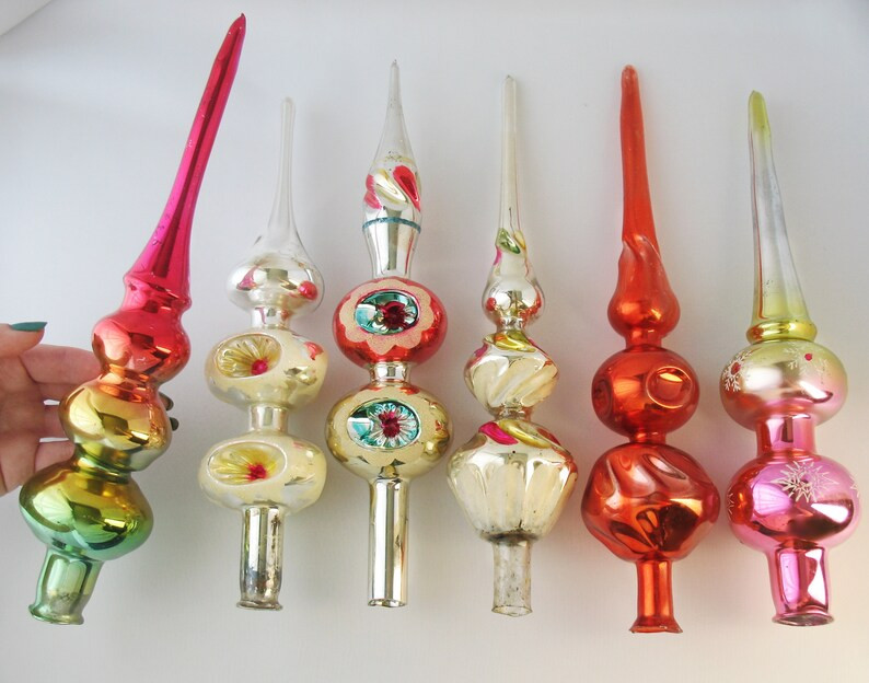 Tree Topper Vintage Christmas Mercury Glass Ornament Retro - Etsy | Etsy (US)