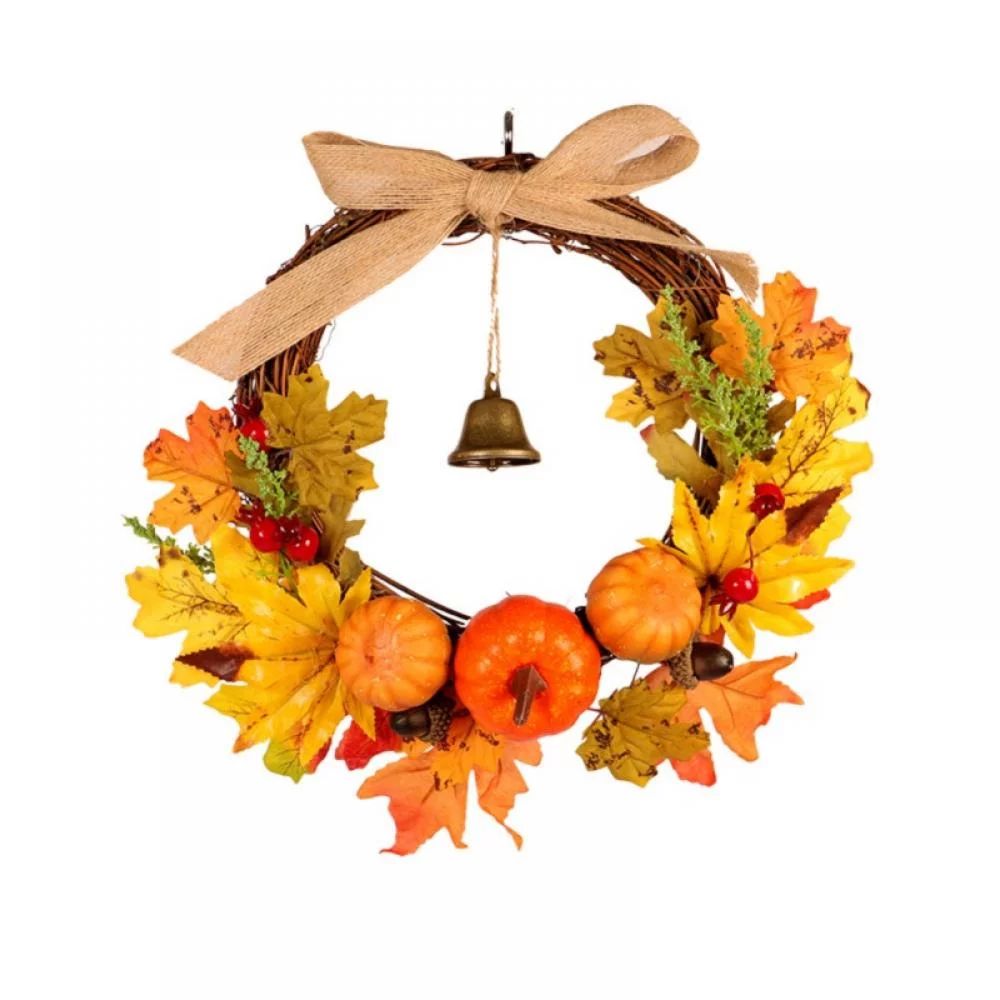 12 Inch Fall Wreath for Front Door Decor with Pukmpkin and Berries, Autumn Harvest Wreath for Tha... | Walmart (US)