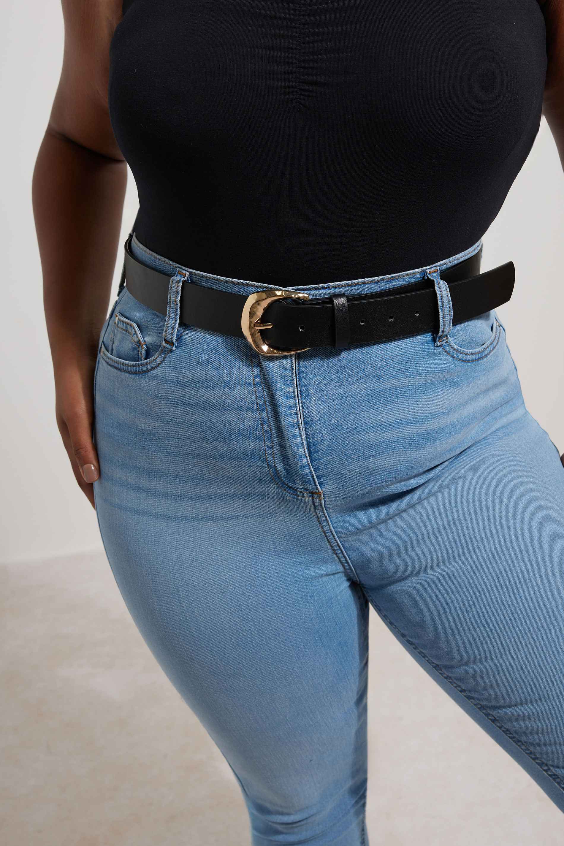 Black Textured Buckle Belt | Yours Clothing UK