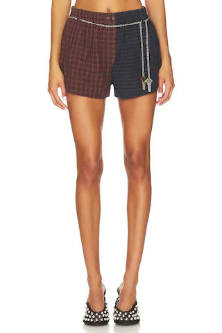 Alexander Wang Mid-rise Boxer Short in Smog Brick Plaid from Revolve.com | Revolve Clothing (Global)