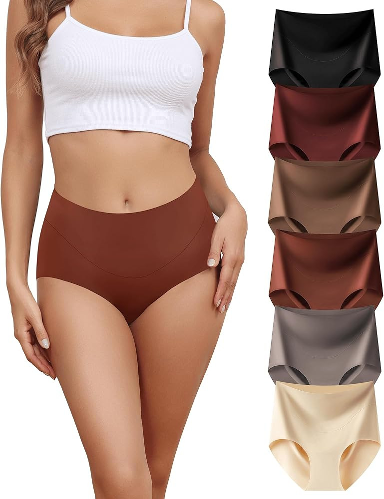 LEVAO Womens High Waist Seamless Underwear Full Coverage Breifs No Show Ladies Panties 6 Pack S-X... | Amazon (US)