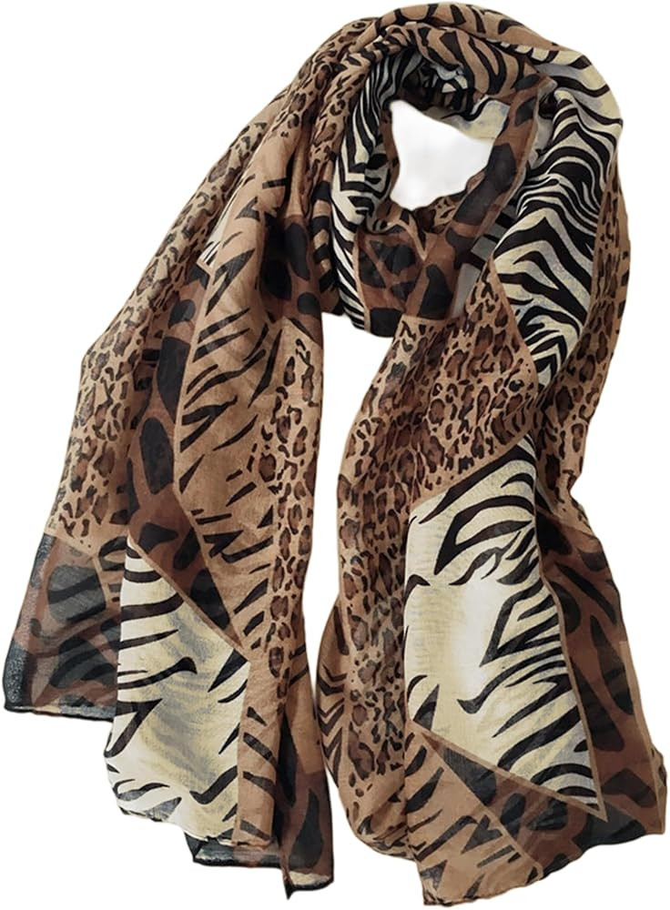 Women's Leopard Print Scarves Lady Lightweight Scarf Soft Sunscreen Shawls Vintage Wrap Shawl | Amazon (US)
