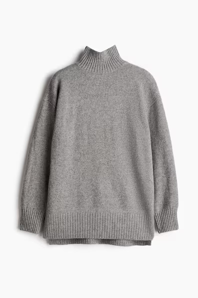 H & M - Oversized Turtleneck Sweater - Gray | H&M (US + CA)