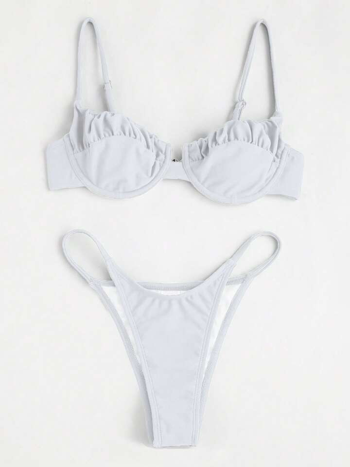Frill Trim Underwire Bikini Swimsuit | SHEIN