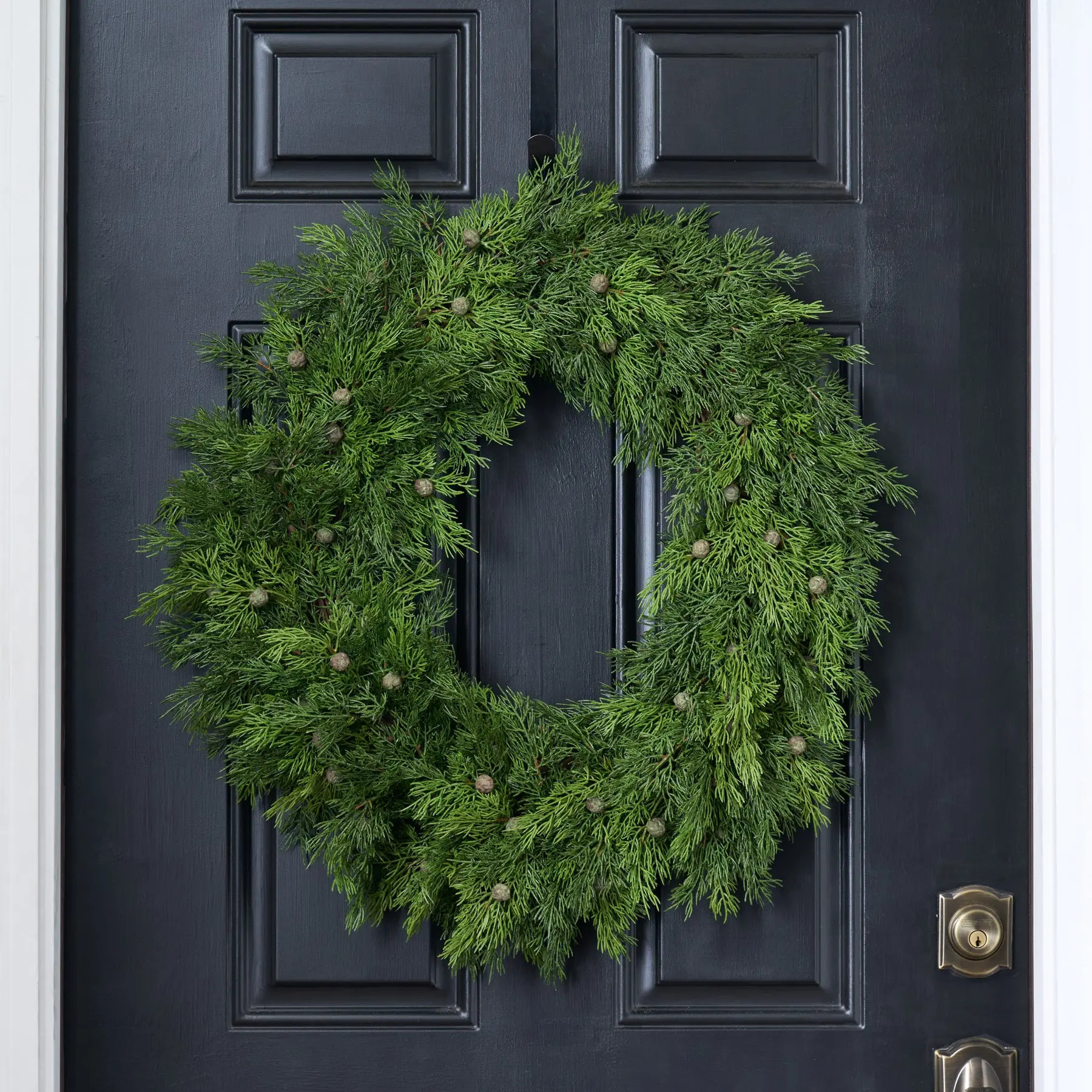 Real Touch Seeding Juniper Berry Large Christmas & Winter Front Door Wreath | Darby Creek Trading