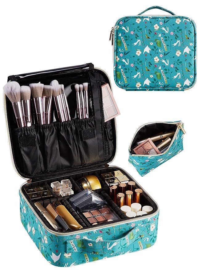 Joligrace Makeup Travel Bag Organizer for Women Cute Cosmetic Storage Train Case Portable Big Lar... | Amazon (US)