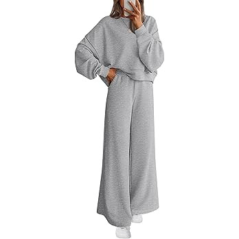 PRETTYGARDEN Women 2 Piece Outfits 2026 Spring Sweatsuits Crewneck Sweatshirt Wide Leg Sweatpants... | Amazon (US)