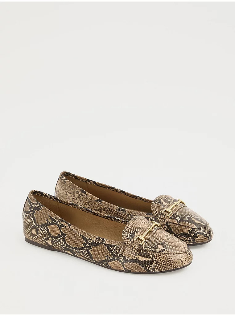 Snake Print Ballet Loafers | George