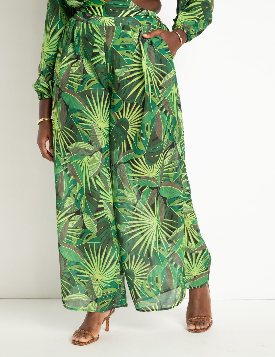 Printed Wide Leg Coverup Pant | Eloquii