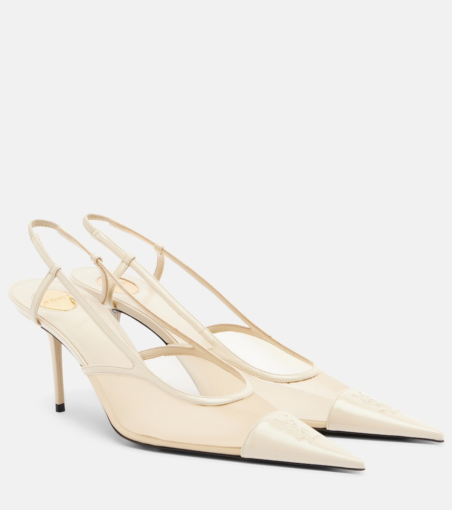 Saint Laurent Renee mesh and leather slingback pumps | Mytheresa (UK)