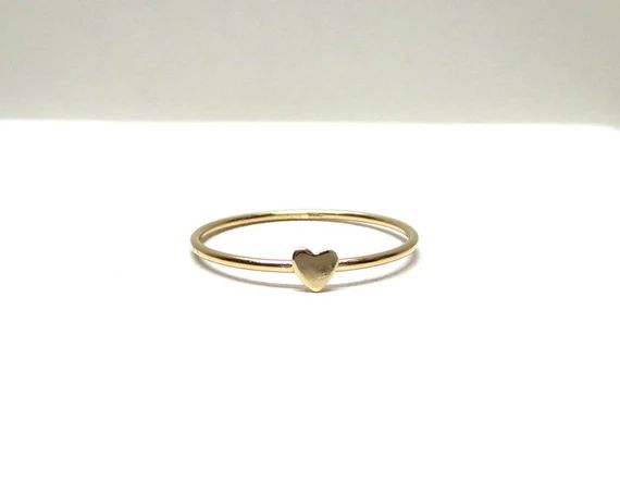 Heart Ring / 14k Gold Heart Ring / Small Heart Ring / Dainty Heart Ring / Gold Heart Ring / Thin ... | Etsy (US)