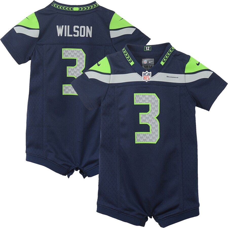 Infant Seattle Seahawks Russell Wilson Nike Navy Romper Jersey | NFL Shop
