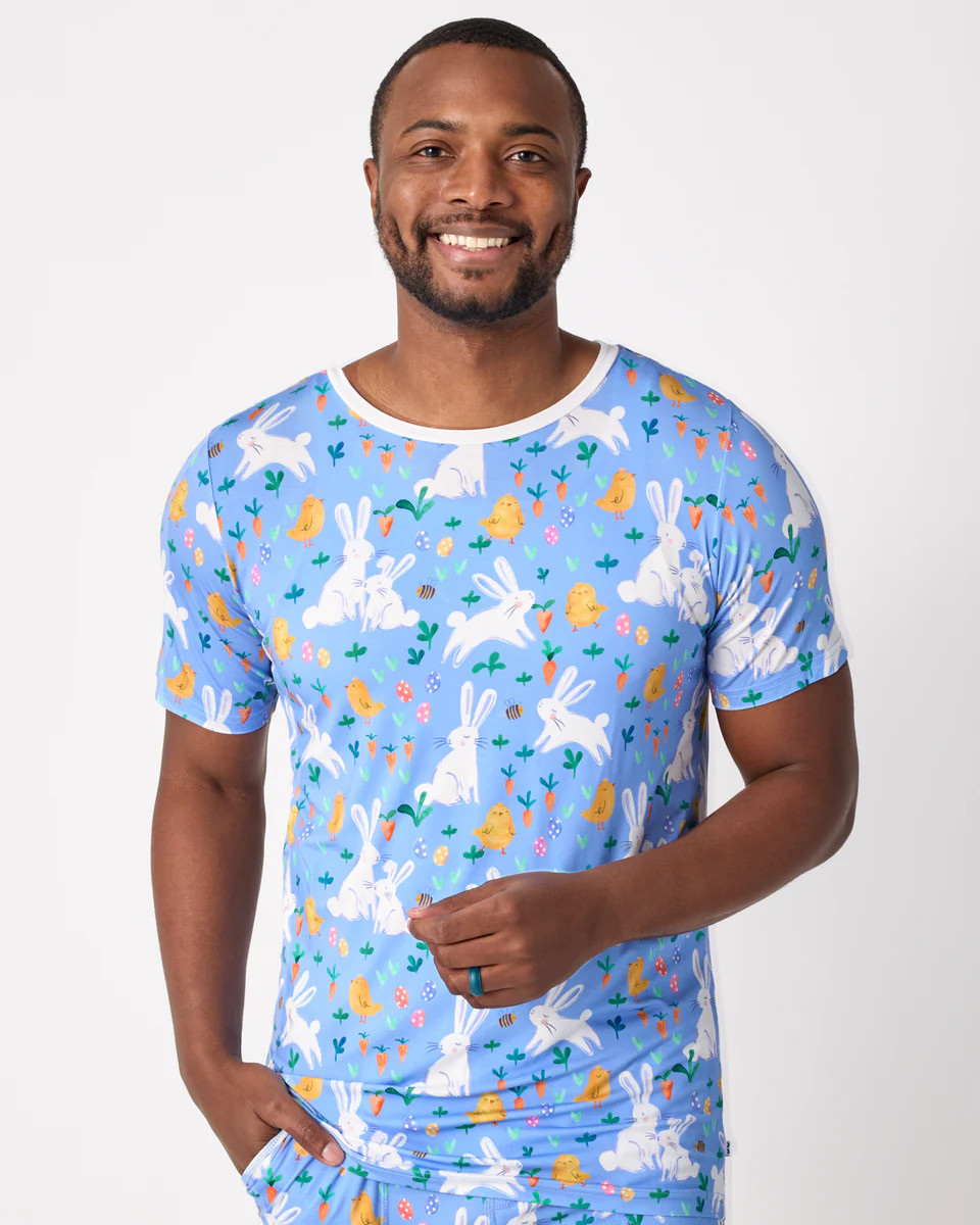 Bunny Patch Men's Short Sleeve Pajama Top | Little Sleepies