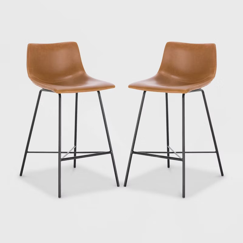 Set of 2 24" Phillip Counter Height Barstool Tan - Poly & Bark | Target