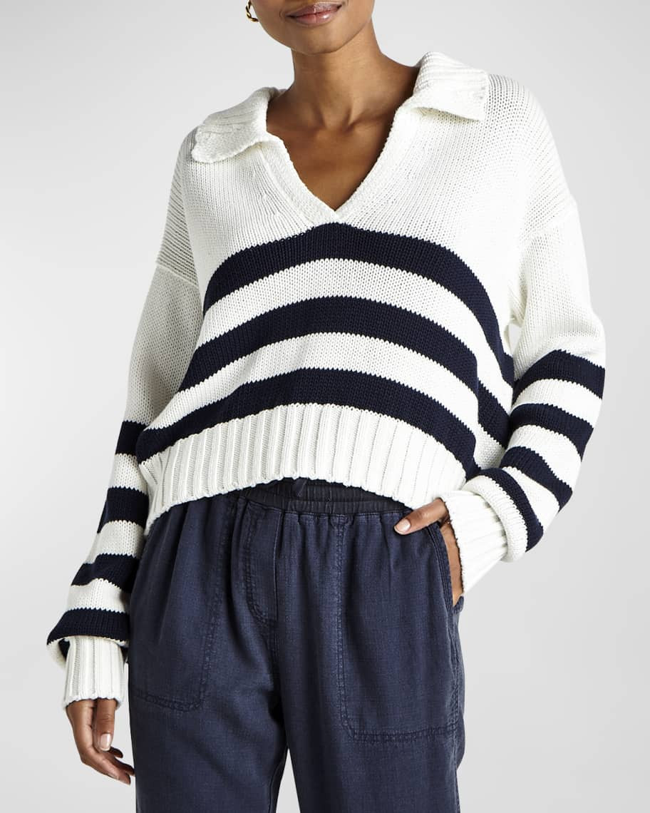 Splendid Parker Polo Stripe Cotton Sweater | Neiman Marcus