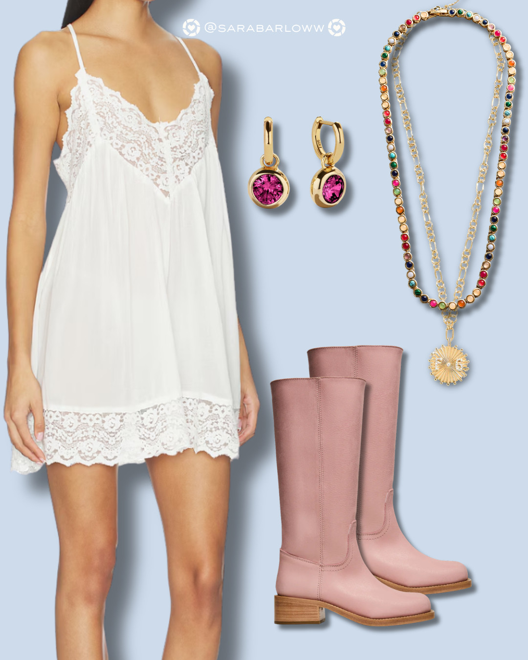 simple spring outfit using free people dress from revolve, frye campus boots dupe from steve madden and colorful jewelry stack from baublebar 

 #LTKFestival #LTKootd #LTKSeasonal