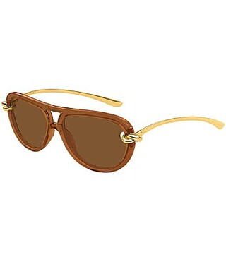 Bottega Veneta Women's Knot 58mm Navigator Sunglasses - Shiny Transparent Ginger Bread Brown/Brown | Dillard's